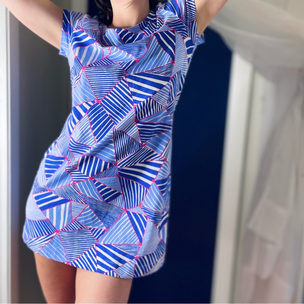 Geometric Blue Mini Dress